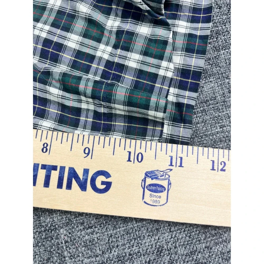 Polo Ralph Lauren Mens Green Navy Plaid Cotton Flat Front Shorts Size 40